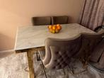 Marmer eettafel met 4 stoelen, Ophalen