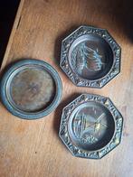 Drie koperen decoratieve bordjes, Antiek en Kunst, Ophalen of Verzenden