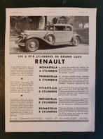 Renault reclame advertentie uit 1931, Auto's, Gebruikt, Ophalen of Verzenden