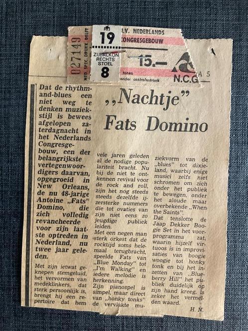 Oud Concert Kaartje FATS DOMINO 20 maart 1976 +Krant Knipsel, Tickets en Kaartjes, Concerten | Pop