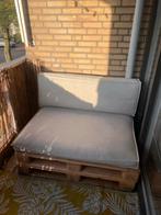 Palletbank met kussens - Goede staat!, Tuin en Terras, Tuinbanken, Ophalen, Gebruikt, Hout