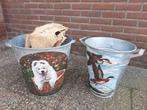 Verschillende zinken potten/prullenbakken met handvatten., Ophalen of Verzenden
