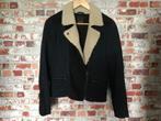 Maison Scotch biker jack blauw zwart small 36 suede, Blauw, Zo goed als nieuw, Jasje, Maat 36 (S)