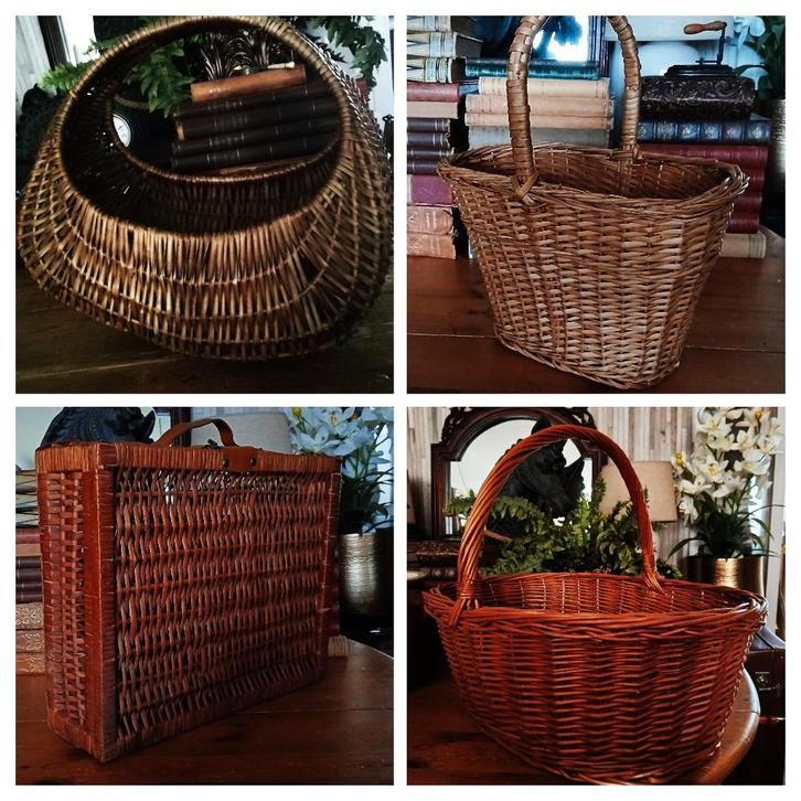 Diverse rieten manden boodschappenmand bloemenmand, Antiek en Kunst, Curiosa en Brocante, Ophalen of Verzenden
