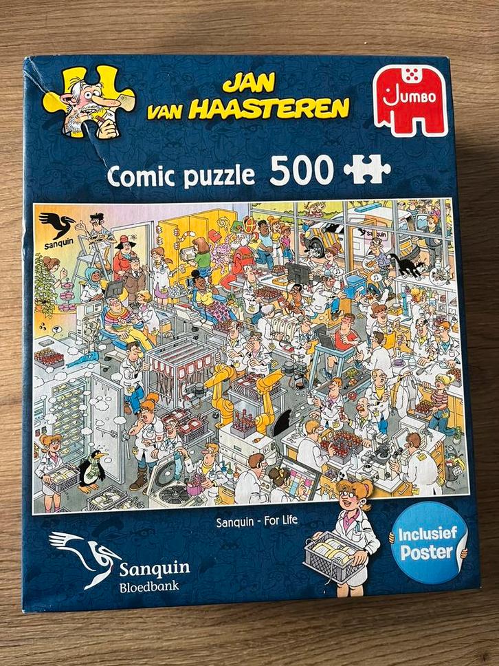 Haasteren - Sanquin bloedbank for life, Hobby en Vrije tijd, Denksport en Puzzels, Zo goed als nieuw, Legpuzzel, 500 t/m 1500 stukjes