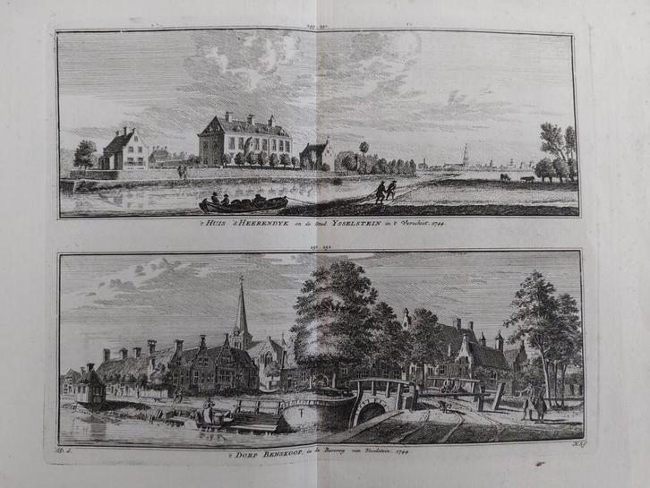 249-252 / Huis 's Heerendijk Ijsselstein - dorp Benschop, Antiek en Kunst, Kunst | Etsen en Gravures, Ophalen of Verzenden