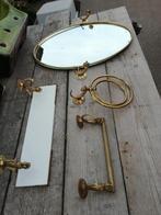 Vintage badkamer vis, planchet, 2 handdoekhouders, spiegel, Ophalen, Zo goed als nieuw, Ovaal