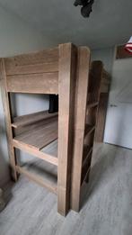 Mooi steigerhouten hoogslaper, met buro!! Als nieuw!!, Ophalen, 90 cm, Eenpersoons, Zo goed als nieuw