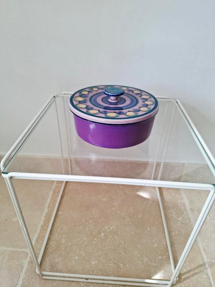 Plateel koektrommel Flora keramiek Lila collectie, Huis en Inrichting, Keuken | Servies, Zo goed als nieuw, Overige typen, Overige stijlen