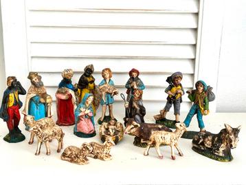 Vintage Italiaanse kerststal beeldjes 18 stuks beschikbaar voor biedingen