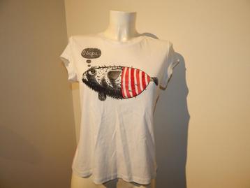 Marccain wit shirt vis print deels met lovertjes bekleed N3 beschikbaar voor biedingen