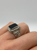 Z964 Prachtige zilveren onyx ring maat 18,25, Sieraden, Tassen en Uiterlijk, Antieke sieraden, Ophalen of Verzenden, Zilver, Ring