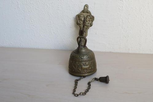 Vintage messing bel met houder, Antiek en Kunst, Curiosa en Brocante, Ophalen of Verzenden
