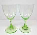 A.D. Copier Leerdam annagroene wijnglazen serie N.M. 1926, Antiek en Kunst, Antiek | Glas en Kristal, Ophalen of Verzenden