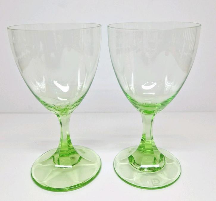 A.D. Copier Leerdam annagroene wijnglazen serie N.M. 1926, Antiek en Kunst, Antiek | Glas en Kristal, Ophalen of Verzenden