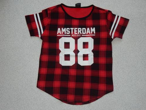 Amsterdam toeristen tshirt t-shirt rood geruit, maat 140, Kinderen en Baby's, Kinderkleding | Maat 140, Zo goed als nieuw, Jongen of Meisje