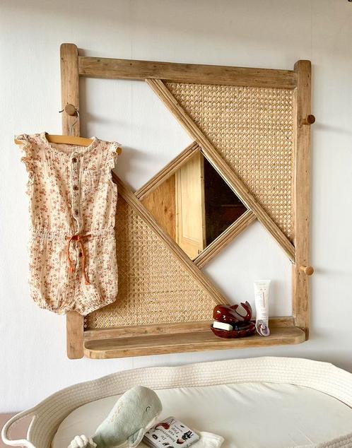Webbing kapstok met spiegel, leuk boven de commode of bureau, Kinderen en Baby's, Kinderkamer | Inrichting en Decoratie, Zo goed als nieuw