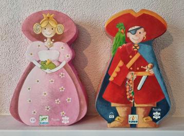 2 Djeco puzzels Piraat en Prinses 36 stukjes