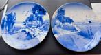 2 Antieke Delfts Blauwe Decoratieve Bordjes., Ophalen of Verzenden