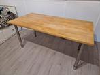 Houten Tafel met Metalen Poten, Huis en Inrichting, Tafels | Eettafels, Ophalen, Gebruikt, 100 tot 150 cm, 50 tot 100 cm