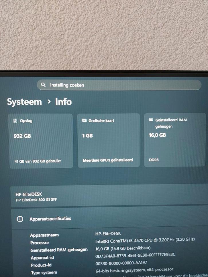 Hp EliteDesktop 800 G1., Computers en Software, Desktop Pc's, Gebruikt, 3 tot 4 Ghz, HDD, SSD, 16 GB, Ophalen of Verzenden