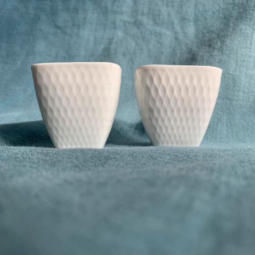 Leuke set eierdoppen wit keramiek ‘visnet’ patroon, Huis en Inrichting, Keuken | Servies, Nieuw, Overige typen, Overige stijlen
