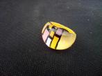 Vintage Statement Dames Murano Ring - Size 18,5mm -, Met kristal, Geel, Nieuw, Ophalen of Verzenden