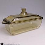 Olijfgroene glazen ovenschaal – jaren 30, Ophalen of Verzenden