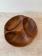 Teak houten hapjesschaal, Ophalen of Verzenden, Zo goed als nieuw, Rond, Hout