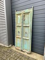 Antieke dubbele deur met fraaie groene patina., Huis en Inrichting, Woonaccessoires | Overige, Ophalen of Verzenden