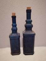 Mooie set donker blauwe sierflessen., Blauw, Ophalen of Verzenden, Minder dan 50 cm, Glas