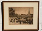 Vooroorlogse ets markt middelburg kees Verhoeven, Antiek en Kunst, Kunst | Etsen en Gravures, Ophalen of Verzenden