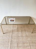 Salontafel Space Age - Bauhaus - Messing - Rookglas Retro, Huis en Inrichting, Gebruikt, 100 tot 150 cm, 50 tot 100 cm, Glas