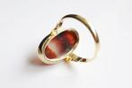 14 Karaat Gouden Ring met mosagaat, Ophalen of Verzenden, Zo goed als nieuw, 17 tot 18, Met edelsteen