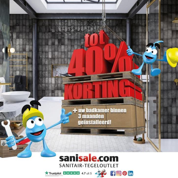 BADKAMER SANITAIR/TEGELS + INSTALLATIE SANISALE WORMERVEER, Huis en Inrichting, Badkamer | Complete badkamers, Nieuw, Met bad