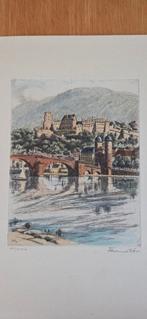 Litho Heidelberg brug en kasteel, Antiek en Kunst, Ophalen