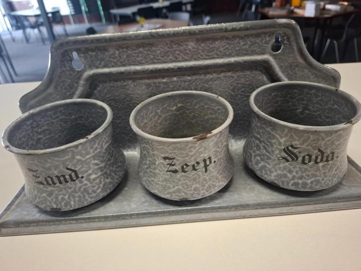Zand zeep soda rekje grijs gewolkt antiek emaille, Antiek en Kunst, Antiek | Emaille, Ophalen of Verzenden