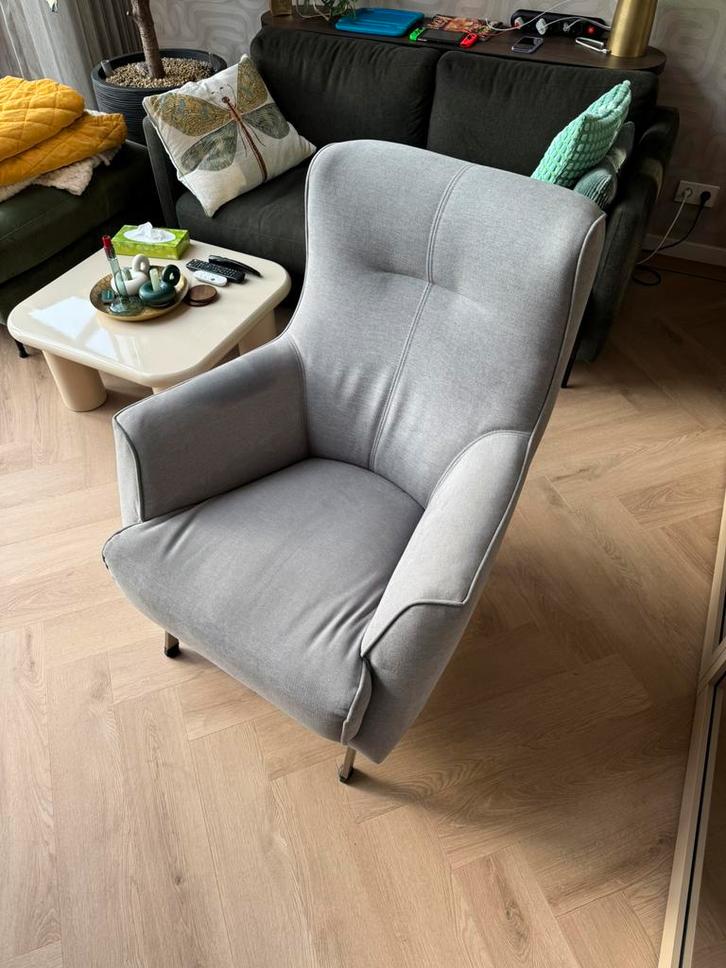 Fauteuil grijs, stof, Huis en Inrichting, Fauteuils, Gebruikt, Stof, 75 tot 100 cm, 75 tot 100 cm, Ophalen
