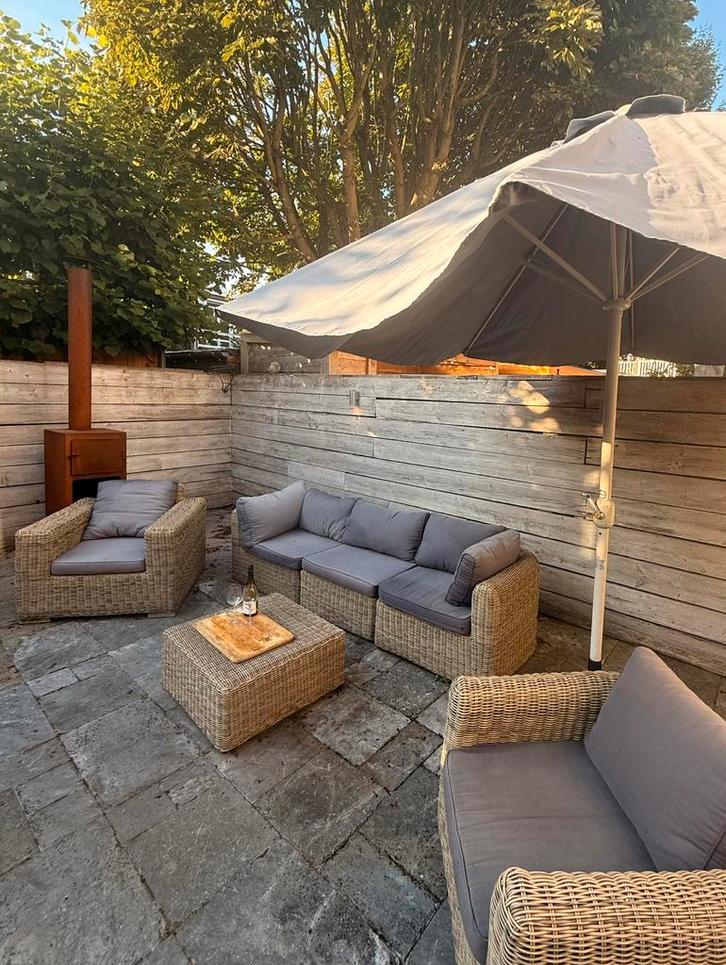 Tuin Loungeset, Tuin en Terras, Tuinsets en Loungesets, Gebruikt, Loungeset, 5 zitplaatsen, Bank, Bijzettafel, Ophalen