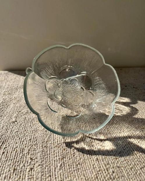 Vintage glazen schaaltjes swirlmotief en bloemmotief, Huis en Inrichting, Keuken | Servies, Gebruikt, Overige stijlen, Glas, Ophalen of Verzenden