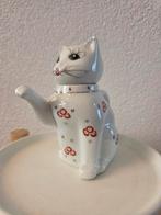 Vintage Chinese theepot handgeschilderde kat poes, Antiek en Kunst, Ophalen of Verzenden