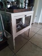Vintage Theekastje met Glazen Deur, Ophalen, Minder dan 50 cm, Glas, Vintage