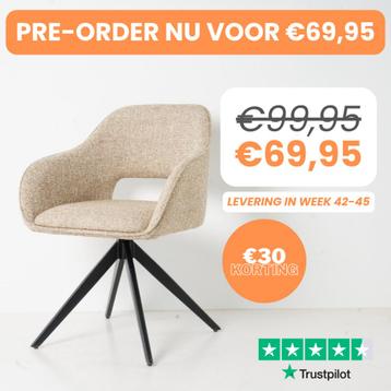 Eetkamerstoel Jordan - Beige grof geweven stof beschikbaar voor biedingen