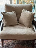 Fauteuil Woody bouclé loods 5 hout en stof, 75 tot 100 cm, Ophalen of Verzenden, Zo goed als nieuw, Stof