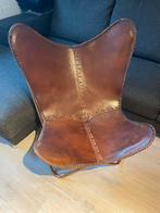 Vlinderstoel van leer, Huis en Inrichting, Stoelen, Ophalen, Bruin, Leer, Zo goed als nieuw