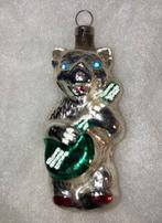 Oude kerstbal ornament; beertje met banjo, Ophalen of Verzenden, Gebruikt