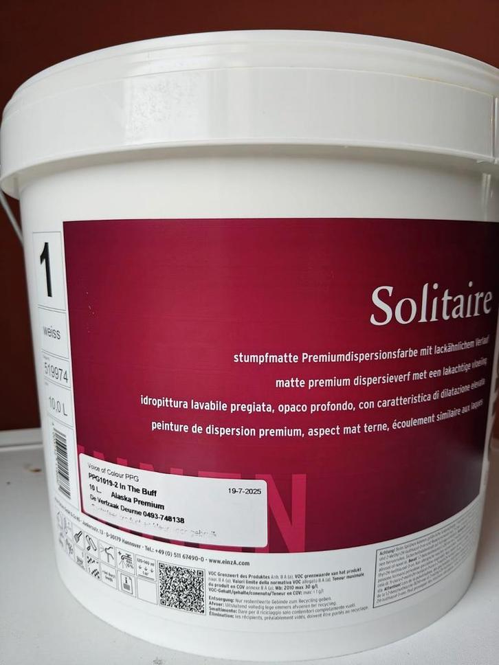 Beige muurverf EinzA - 10L - in the buff - Nieuw!, Doe-het-zelf en Verbouw, Verf, Beits en Lak, Nieuw, Ophalen of Verzenden