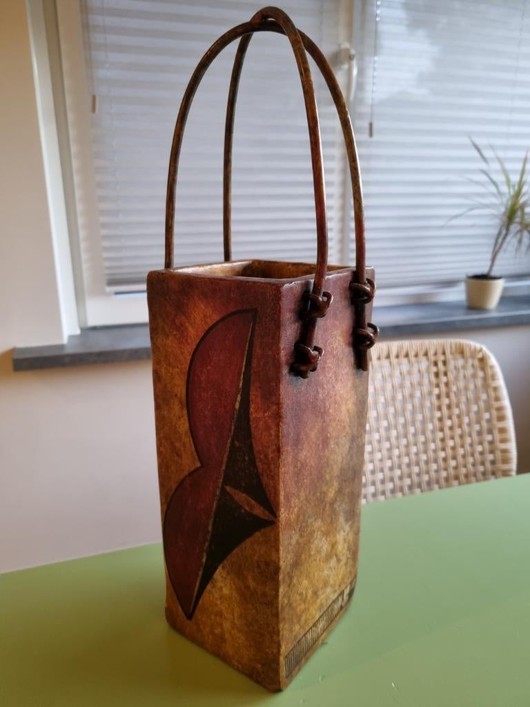 Handgemaakte Mexicaanse vaas met metalen handvat, Sieraden, Tassen en Uiterlijk, Tassen | Damestassen, Ophalen