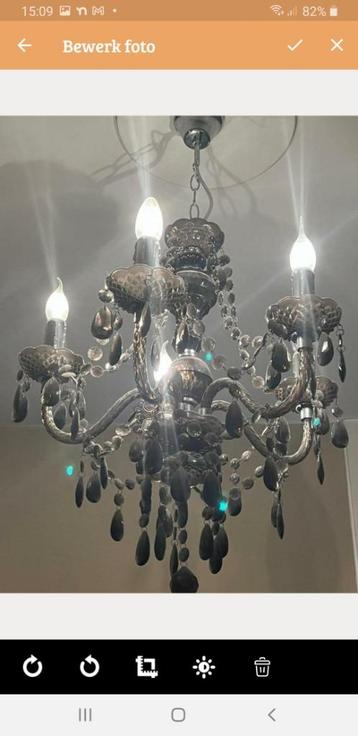 Plafondlamp kroonluchter, van glas en kunststof. beschikbaar voor biedingen