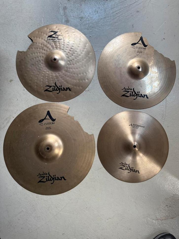 4 kapotte Zildjian bekkens, Muziek en Instrumenten, Drumstellen en Slagwerk, Gebruikt, Overige merken, Ophalen of Verzenden